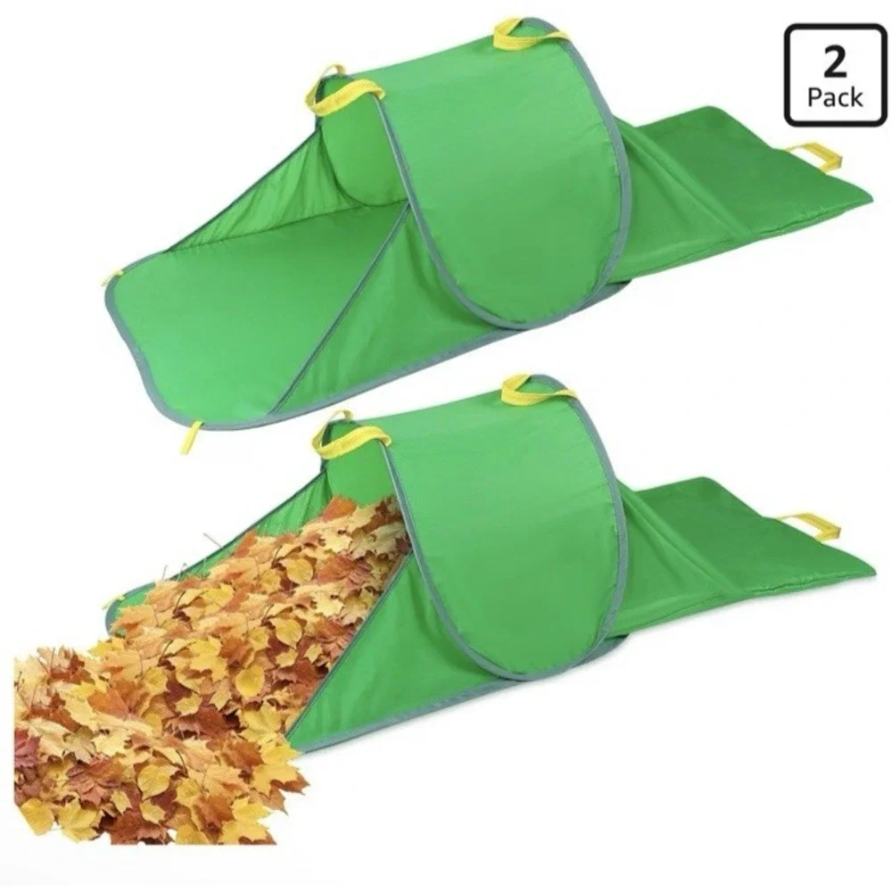 2 Pack Leaf Collector Bags Reusable Dustpan Style Garden Portable Popup NEW